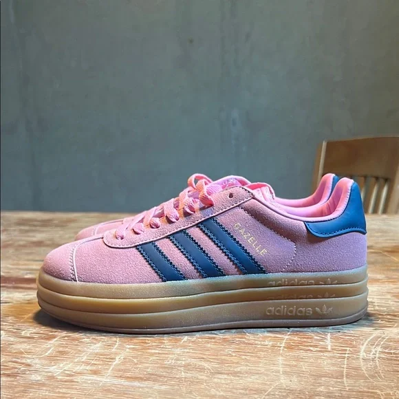 Adidas Pink and Navy Gazelle Sneakers - Picture 8 of 11